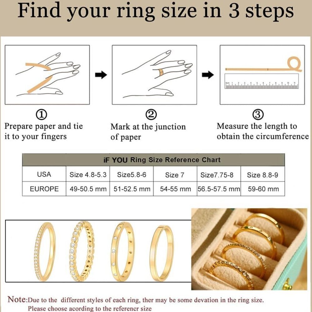 Dainty Gold Rings Set with Cubic Zirconia – Perfect for Stacking & Gifting - Picture 2 of 9